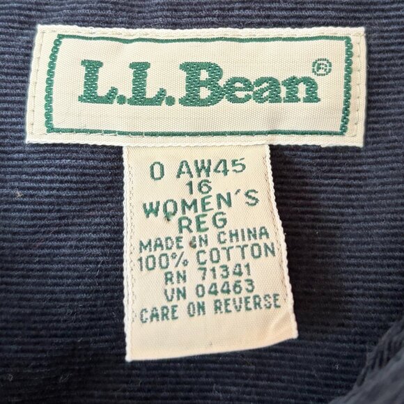 Vintage L.L. Bean shirtdress 16 corduroy navy blue cotton - Picture 5 of 8